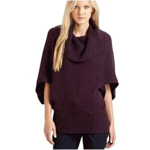Eileen Fisher Merino Wool Baby Camel Purple Dolman Sleeve Cocoon Sweater Large